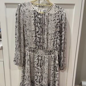 J. Crew Factory Long Sleeve Snake Print Dress in Black and White
